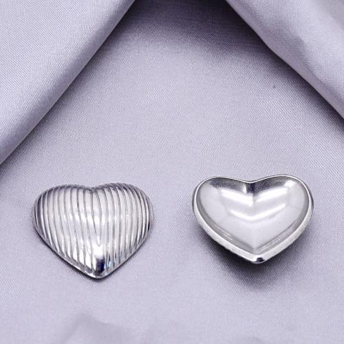 Stainless Steel Earring Stud Component, 304 Stainless Steel, Heart, silver color plated, DIY, silver color 