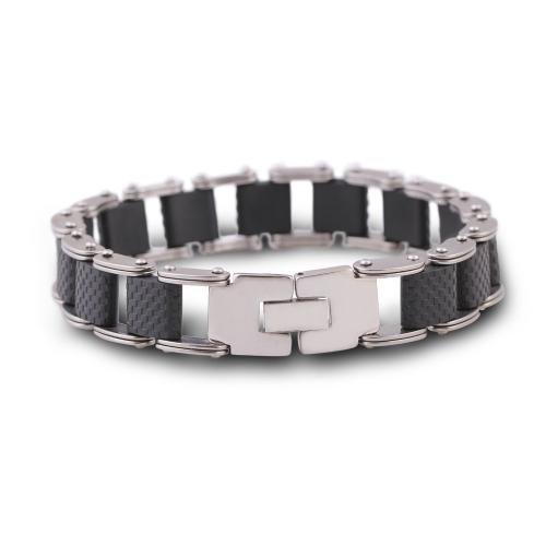 Titanium Steel Bracelet, with Silicone, fashion jewelry & for man Approx 8.5 Inch 