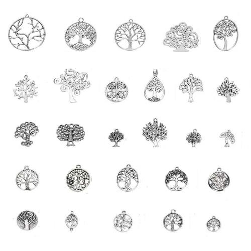 Bijoux pendentifs en Zinc alliage , alliage de zinc, Arbre de vie, Plaqué de couleur d'argent, DIY Vendu par sac