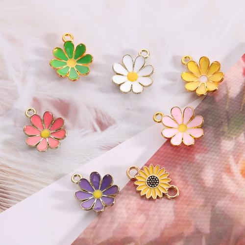 Zinc Alloy Enamel Pendants, Flower, gold color plated, DIY Approx 