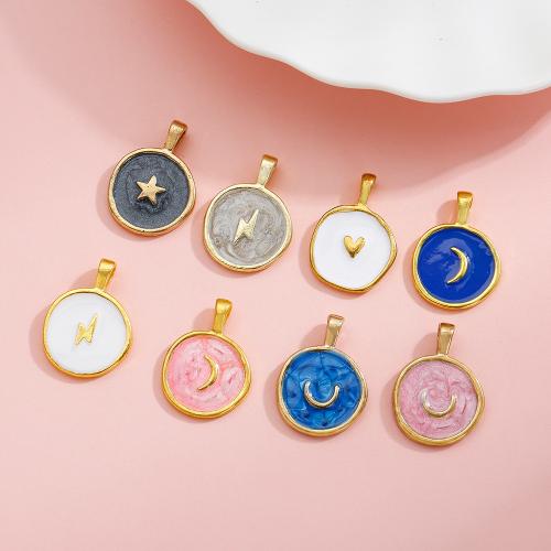 Zinc Alloy Enamel Pendants, gold color plated, DIY Approx 