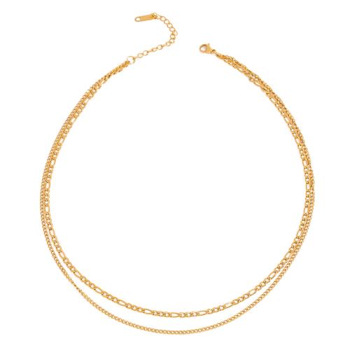 Collar de Acero Inoxidable, acero inoxidable 304, chapado, Doble capa & Joyería & para mujer, dorado, Vendido por UD