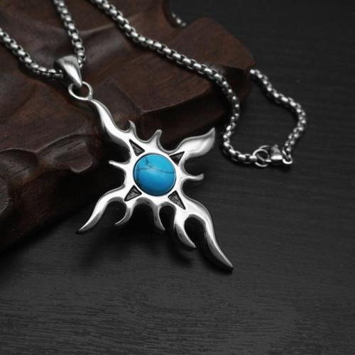 Collar de Acero Inoxidable, acero inoxidable 304, con Piedra preciosa sintética, Recubrimiento iónico al vacío, para hombre, más colores para la opción, Vendido por UD