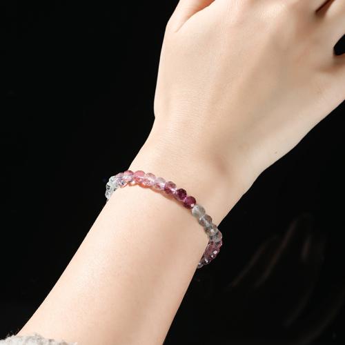 Fluorine bracelet, fait à la main, naturel & pour femme & facettes, beads length 6mm Environ 6 pouce, Vendu par PC