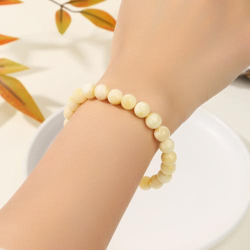 cire d'abeille bracelet, Rond, fait à la main, naturel & pour femme, blanc, beads length 6-7mm Environ 6 pouce, Vendu par PC