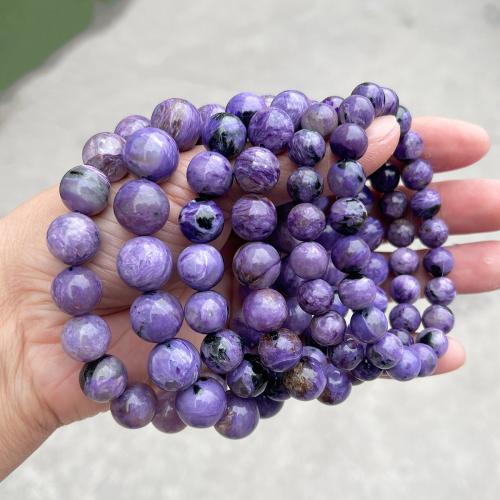 Charoïte bracelet, Rond, fait à la main, naturel & unisexe & normes différentes pour le choix Environ 6.5-7.5 pouce, Vendu par PC