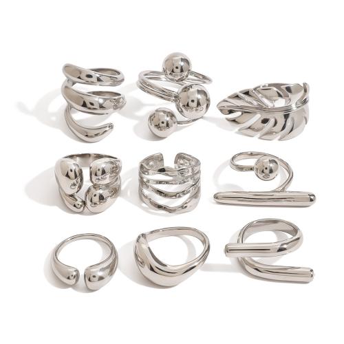 Anillos de Acero Inoxidable, acero inoxidable 304, chapado, diverso tamaño para la opción & diferentes estilos para la opción & para mujer, plateado, Vendido por UD