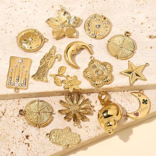 Pendentifs en acier inoxydable, Acier inoxydable 304, avec perle de plastique, Placage ionique sous vide, DIY & avec strass, plus de couleurs à choisir Vendu par sac