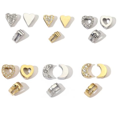 Stainless Steel Beads, 304 Stainless Steel, Vacuum Ion Plating, DIY & with rhinestone 