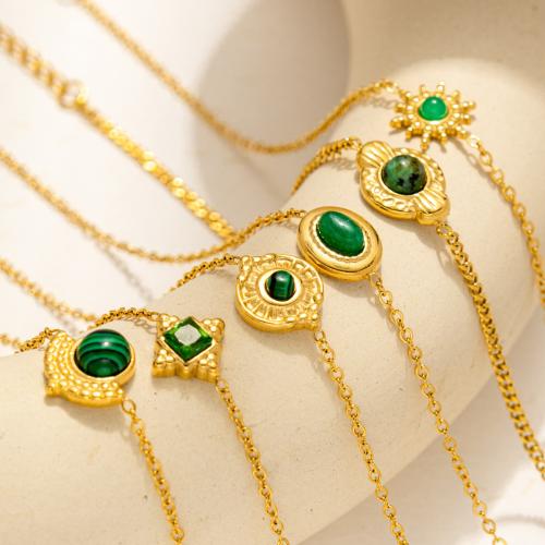 Bracelets en acier inoxydable, Acier inoxydable 304, avec Gemme synthétique, Placage ionique sous vide, pour femme, plus de couleurs à choisir, Vendu par PC