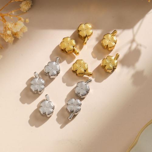 Stainless Steel Beads, 304 Stainless Steel, Four Leaf Clover, plated, DIY 
