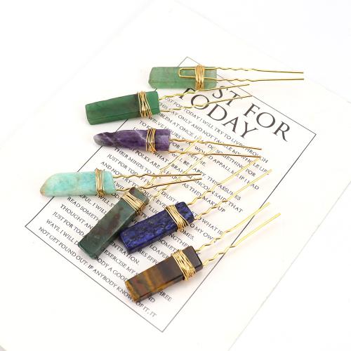 Bâton de cheveux, Pierre naturelle, avec alliage de zinc, bijoux de mode & différents matériaux pour le choix, plus de couleurs à choisir, Vendu par PC