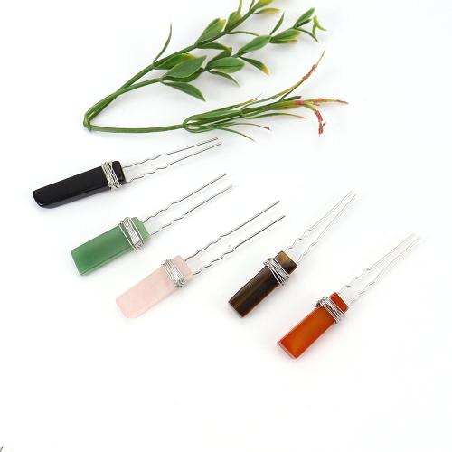 Bâton de cheveux, Pierre naturelle, avec alliage de zinc, bijoux de mode & différents matériaux pour le choix, plus de couleurs à choisir, Vendu par PC
