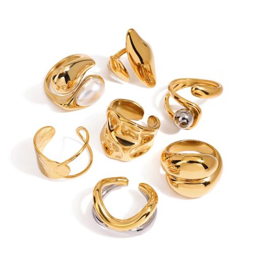 Anillos de Acero Inoxidable, acero inoxidable 304, chapado, Joyería & diferentes estilos para la opción & para mujer, dorado, Vendido por UD