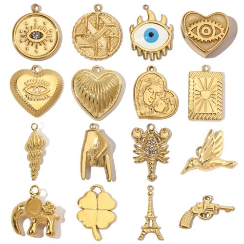 Pendentifs en acier inoxydable, Acier inoxydable 304, Placage ionique sous vide, DIY & motif de mauvais œil & émail & avec strass, plus de couleurs à choisir Vendu par sac