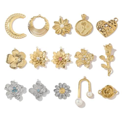 Pendentifs en acier inoxydable, Acier inoxydable 304, avec perle d'eau douce cultivée, Placage ionique sous vide, DIY & avec strass, plus de couleurs à choisir Vendu par sac