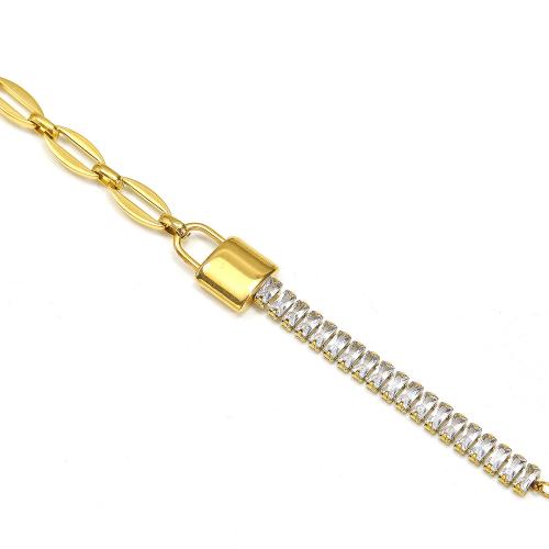 Bracelets en acier inoxydable, Acier inoxydable 304, Placage ionique sous vide, pour femme & avec strass, plus de couleurs à choisir, Vendu par PC