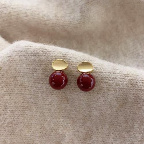 Resin Drop Earring, Brass, with Resin, Vacuum Ion Plating, for woman 