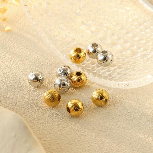 Stainless Steel Beads, 304 Stainless Steel, Round, Vacuum Ion Plating, DIY 