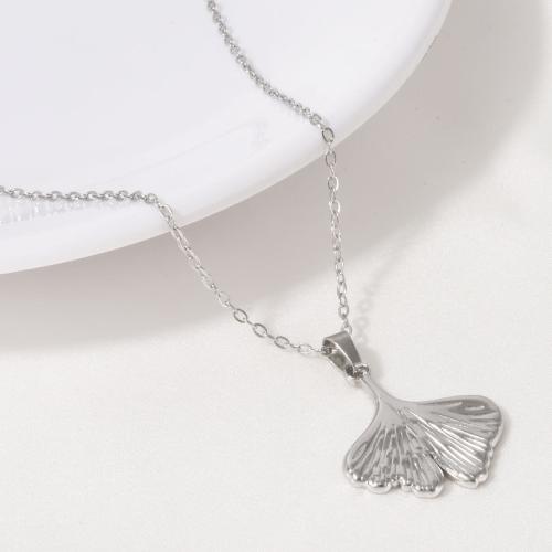 Collar de Acero Inoxidable, acero inoxidable 304, hoja del Ginkgo, chapado, para mujer, más colores para la opción, longitud:40 cm, Vendido por UD