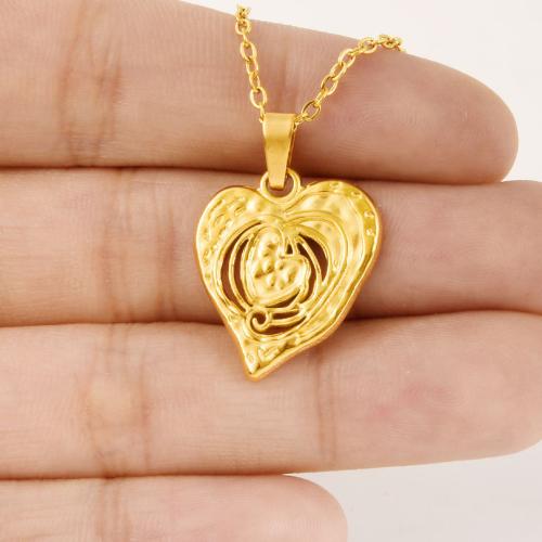 Collar de Acero Inoxidable, acero inoxidable 304, con 5CM extender cadena, Corazón, chapado, para mujer, más colores para la opción, longitud:40 cm, Vendido por UD