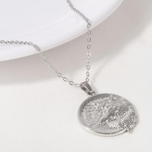 Collar de Acero Inoxidable, acero inoxidable 304, Lobo, chapado, para mujer, más colores para la opción, longitud:40 cm, Vendido por UD