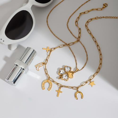 Collar de Acero Inoxidable, acero inoxidable 304, chapado, Joyería & diferentes estilos para la opción & para mujer, dorado, Vendido por UD