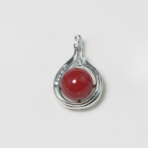 Pendentifs de stras en alliage Zinc, alliage de zinc, larme, Placage de couleur argentée, DIY & avec strass, rouge, Vendu par PC