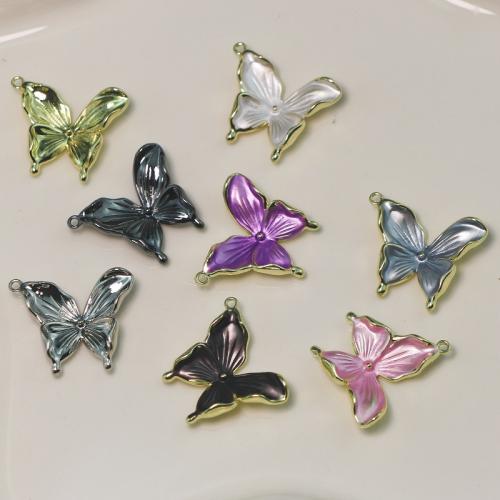 Zinc Alloy Enamel Pendants, Butterfly, plated, DIY 