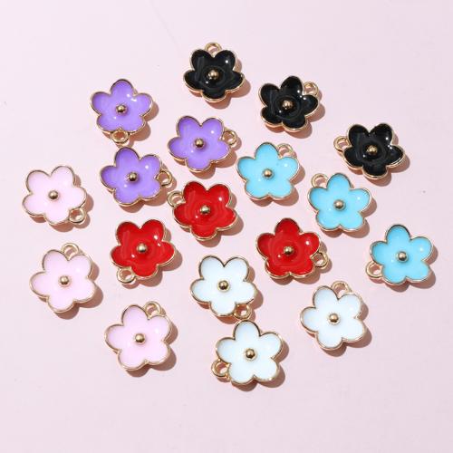 Zinc Alloy Enamel Pendants, Flower, gold color plated, DIY 