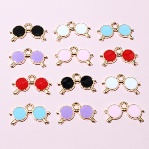 Zinc Alloy Enamel Pendants, Glasses, gold color plated, DIY Approx 