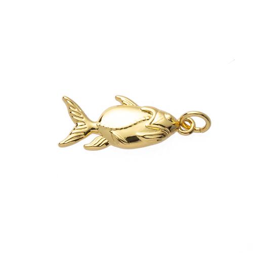 Pendentifs d'animaux en laiton, poisson, Placage de couleur d'or, DIY Vendu par PC