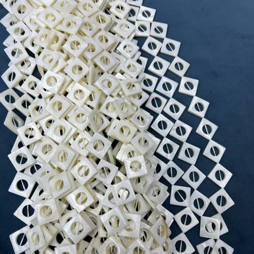 Природные стеклянные бусы, Ракушка, Квадратная форма, DIY, белый Приблизительно 20ПК/Strand, продается Strand