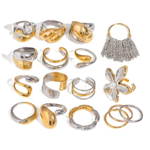 Anillos de Acero Inoxidable, acero inoxidable 304, chapado, diferentes estilos para la opción & para mujer & 2-tono, Vendido por UD