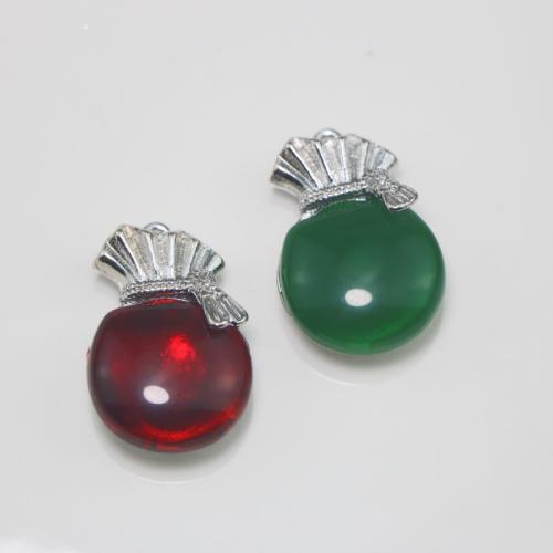 Colgantes de aleación de cinc de perla de cristal , aleación de zinc, con Vidrio, Talega, chapado en color de plata, Bricolaje, más colores para la opción, 30x20x10mm, Vendido por UD