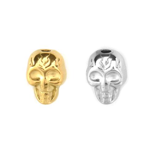Stainless Steel Beads, 304 Stainless Steel, Skull, Vacuum Ion Plating, DIY 