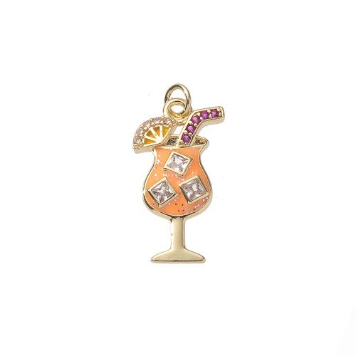 Cubic Zirconia Micro Pave Brass Pendant, Cup, gold color plated, DIY & micro pave cubic zirconia 