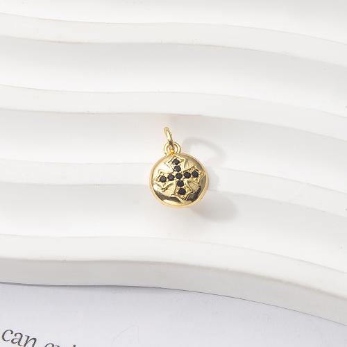 Cubic Zirconia Micro Pave Brass Pendant, Round, gold color plated, DIY & micro pave cubic zirconia 