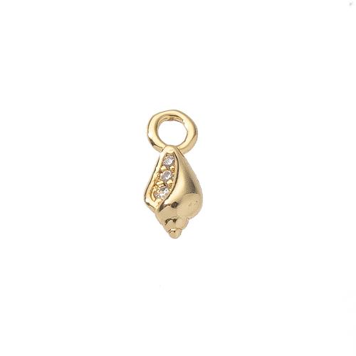Cubic Zirconia Micro Pave Brass Pendant, Conch, gold color plated, DIY & micro pave cubic zirconia 