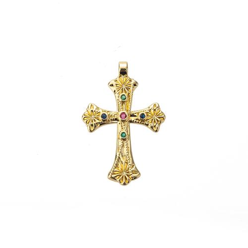 Cubic Zirconia Micro Pave Brass Pendant, gold color plated, DIY & micro pave cubic zirconia 