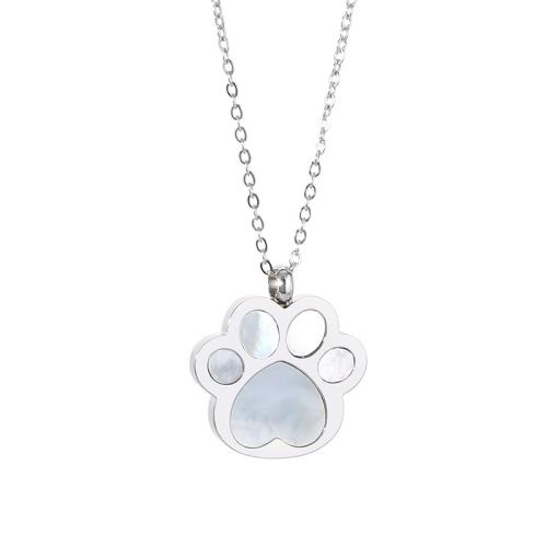 Collar de Acero Inoxidable, acero inoxidable 304, con Nácar, Garra, chapado, Joyería, más colores para la opción, Vendido por UD