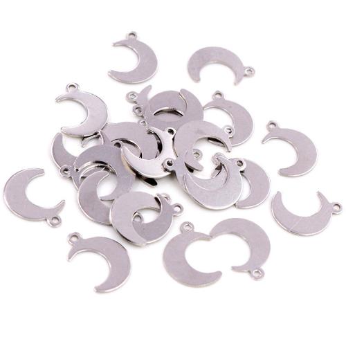Pendentifs en acier inoxydable, Acier inoxydable 304, lune, Placage de couleur argentée, DIY, argent Vendu par sac