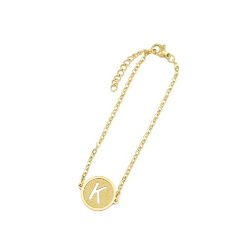 Acier inoxydable 304 bracelet, avec 1.2inch chaînes de rallonge, Lettre d’alphabet, Placage, unisexe & styles différents pour le choix & creux Environ 7 pouce, Vendu par PC