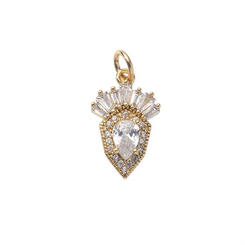 Cubic Zirconia Micro Pave Brass Pendant, gold color plated, DIY 