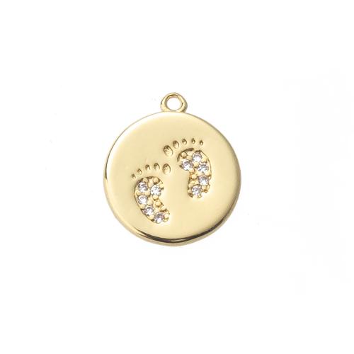 Cubic Zirconia Micro Pave Brass Pendant, Slightly Round, gold color plated, DIY & micro pave cubic zirconia 