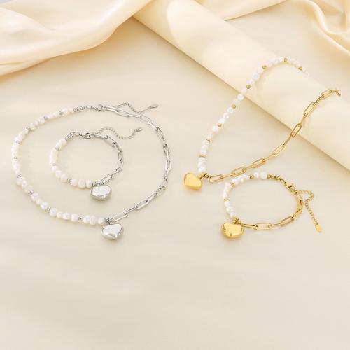 Conjuntos de joyería de acero inoxidable, acero inoxidable 304, con Nácar, chapado, diferentes estilos para la opción & diferentes patrones para la opción, más colores para la opción, Vendido por UD