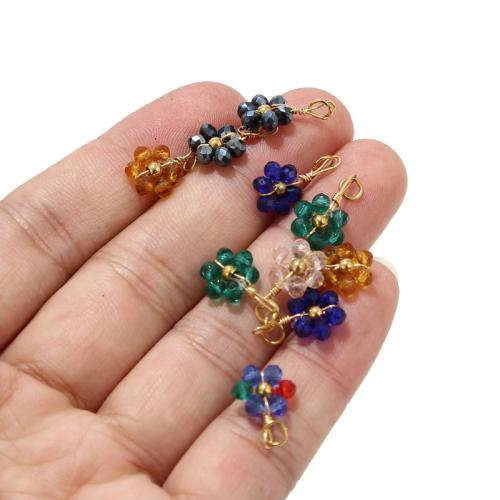 Pendentifs bijoux en cristal, Acier inoxydable 304, avec cristal, fleur, Placage, DIY, plus de couleurs à choisir Vendu par sac