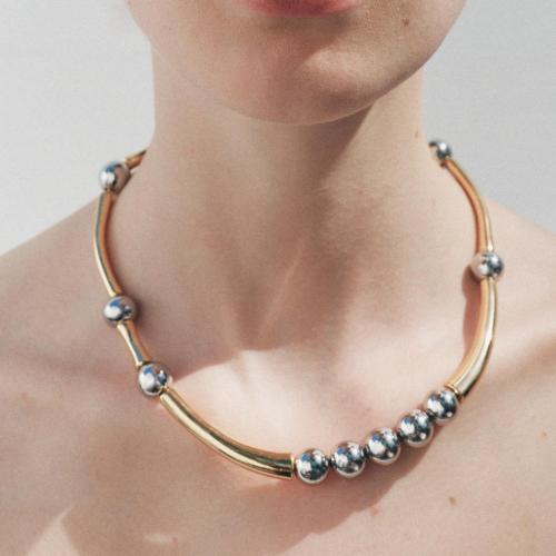 Collier en laiton fait à la main, avec alliage de zinc, Placage, bijoux de mode, couleurs mélangées, Vendu par PC