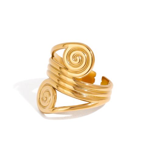 Anillos de Acero Inoxidable, acero inoxidable 304, chapado en color dorado, Joyería, dorado, Vendido por UD