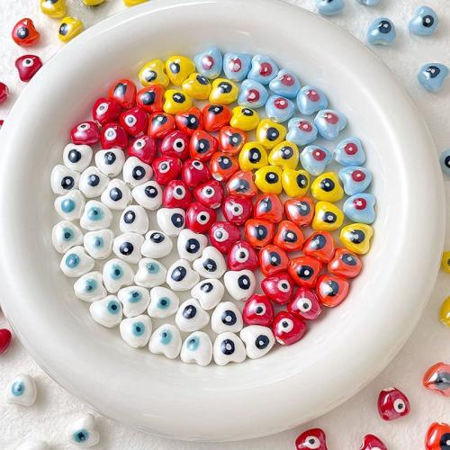 Fashion Evil Eye Beads, Porcelain, Heart, DIY 
